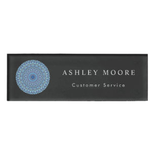 Hellblaue BlumenMandala Namenschild