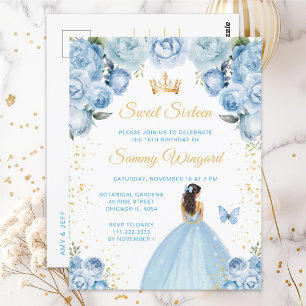 Hellblaue Brünette-Haar Prinzessin Sweet Sixteen Postkarte