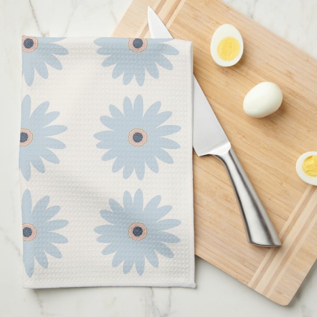 Hellblaue Daisy Geschirrtuch (Viertel Falte)