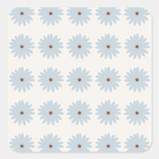Hellblaue Daisy Quadratischer Aufkleber (Vorderseite)
