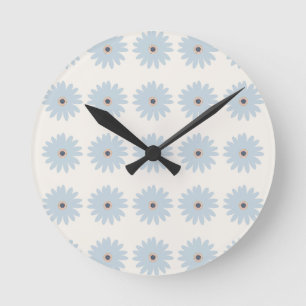 Hellblaue Daisy Runde Wanduhr