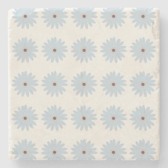 Hellblaue Daisy Steinuntersetzer (Vorderseite)
