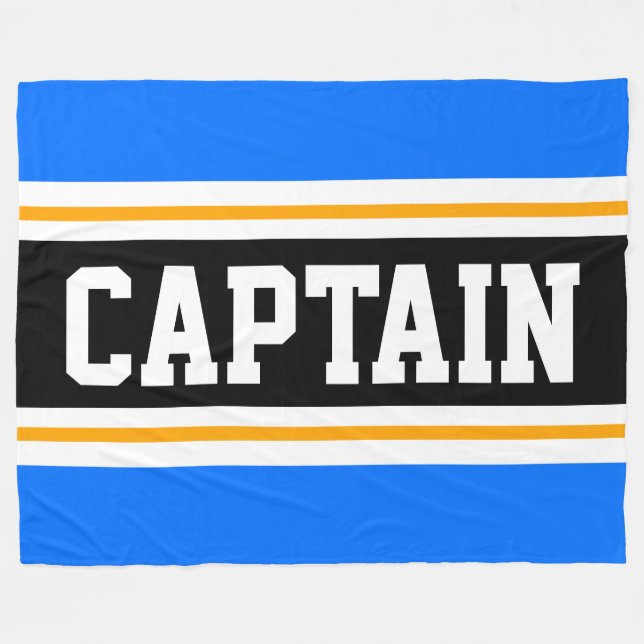 Hellblaue gelbe schwarze CAPTAIN Racing Streifen Fleecedecke (Vorderseite (Horizontal))