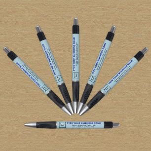 Hellblaue Geschäftsmarke auf Stift