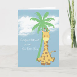 Hellblaue Giraffe der neuen Babyglückwünsche Karte