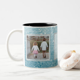 Hellblaue Glitzer-Bilder u. Text-Entwurf Ihre Zweifarbige Tasse