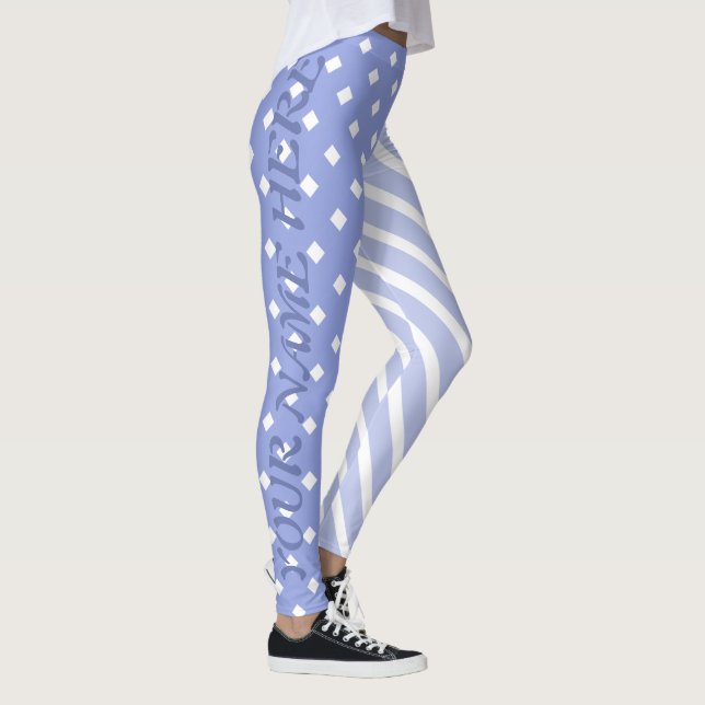 Hellblaue Harlequin-Streifen der Hälfte und der Hä Leggings (Rechts)