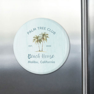 Hellblaue Holzkokospalmen Strandhaus Magnet