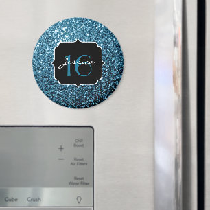 Hellblaue Imitate Glitzer Glitzern Sweet 16 Magnet