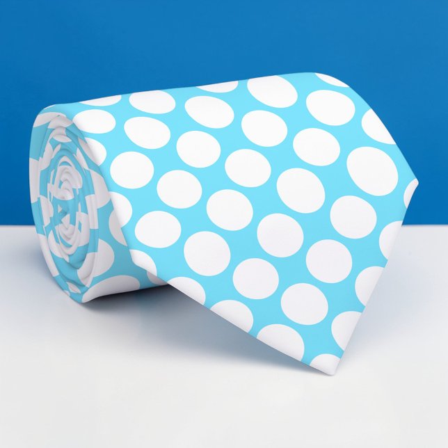 Hellblaue Jumbo-Polka-Punkte individuelle Krawatte (Von Creator hochgeladen)