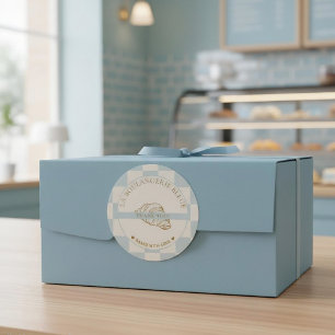 Hellblaue karierte Croissant Bäckerei Danke schön Runder Aufkleber