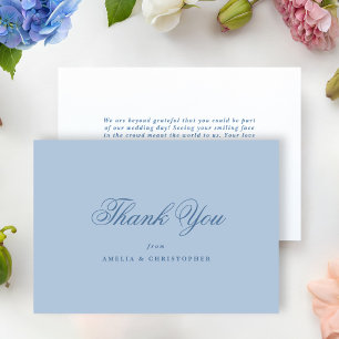 Hellblaue klassische Hochzeit-Dankeskarten Dankeskarte