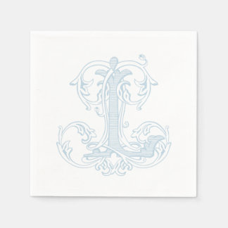Hellblaue "L" Monogramm Cocktailservietten Serviette