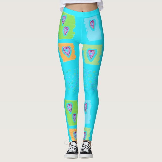 Hellblaue Leggings mit Herz (Vorderseite)