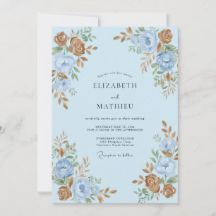 Hellblaue malerische Vintage-Hochzeit Einladung