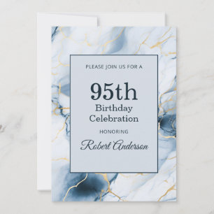 Hellblaue Marmor 95. Geburtstag Einladung