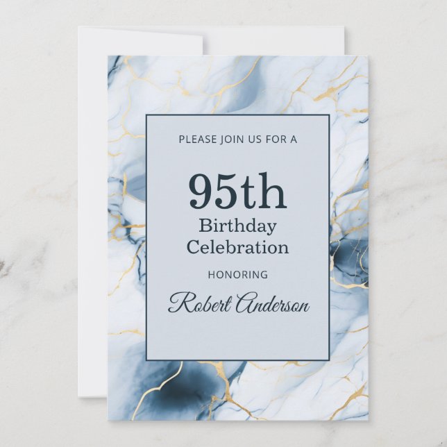 Hellblaue Marmor 95. Geburtstag Einladung (Vorderseite)