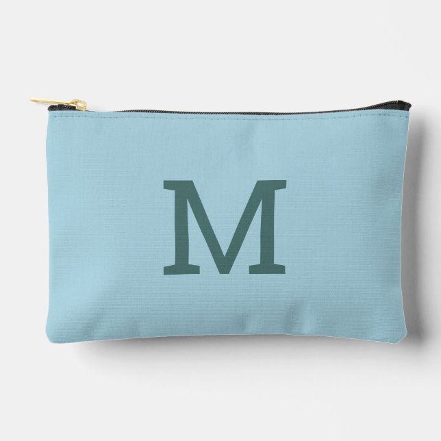 Hellblaue Monogramm Erstzubehör Makeup-Beutel Zubehörtasche (Vorderseite)