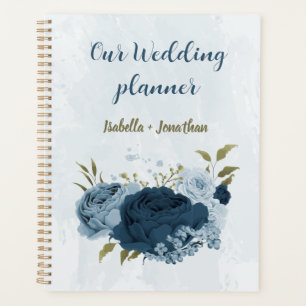 hellblaue Navy-Blumen Hochzeit Planer