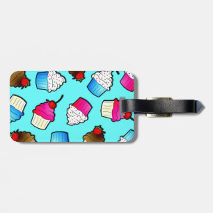 Hellblaue Niedliche Kuchen Gepäckanhänger