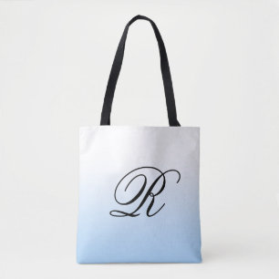 Hellblaue Ombre über jede Farbe mit Monogramm Tasche