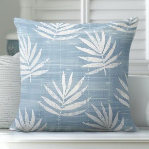 Hellblaue Palm Blätter Kissen Kissen