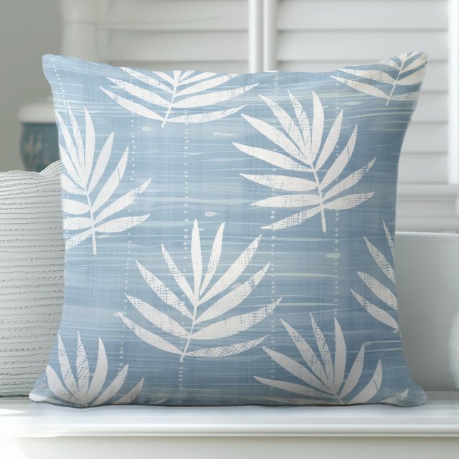 Hellblaue Palm Blätter Kissen Kissen (Von Creator hochgeladen)