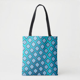 Hellblaue Quadrate auf Türkis Metallic b/ground Tasche