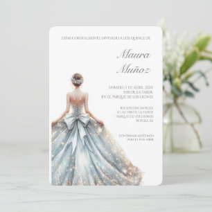 Hellblaue Quinceañera-Einladung Einladung