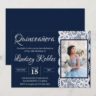 hellblaue Quinceanera Foto Einladungen