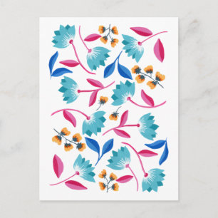 Hellblaue rosa gestrichene Abstrakte Postkarte