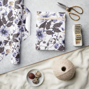 Hellblaue rote Blume nahtlos Geschenkpapier