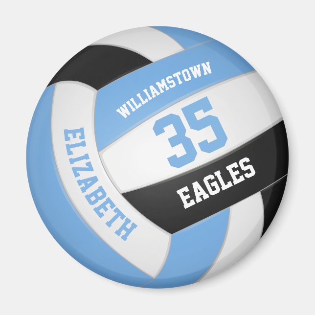 Hellblaue schwarze Volleyball-Mannschaft - Mädchen Magnet (Vorne)