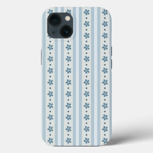 Hellblaue Streifen und Blumen Case-Mate iPhone Hülle