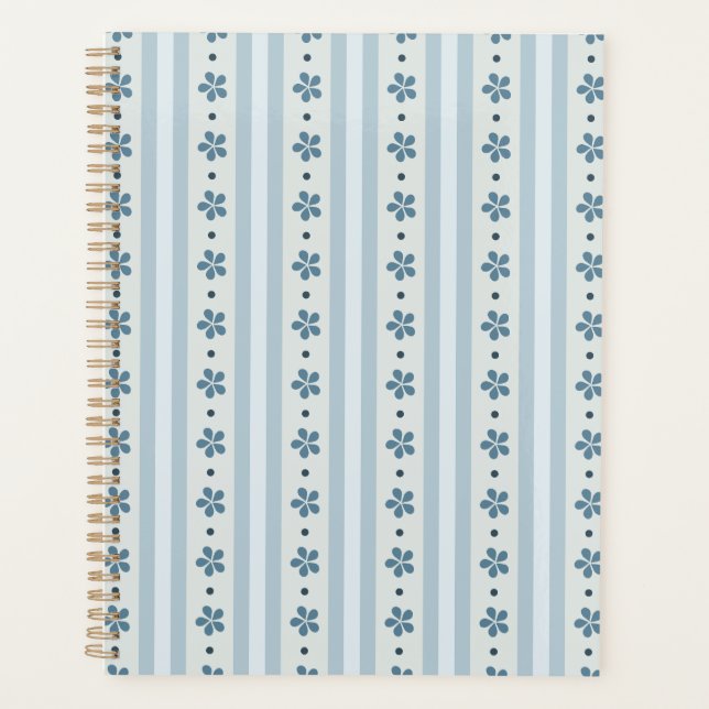 Hellblaue Streifen und Blumen Planer (Vorderseite)