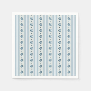 Hellblaue Streifen und Blumen Serviette