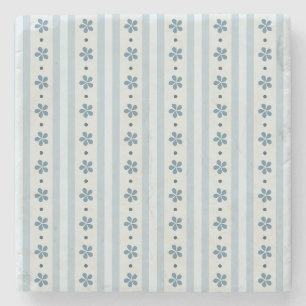 Hellblaue Streifen und Blumen Steinuntersetzer