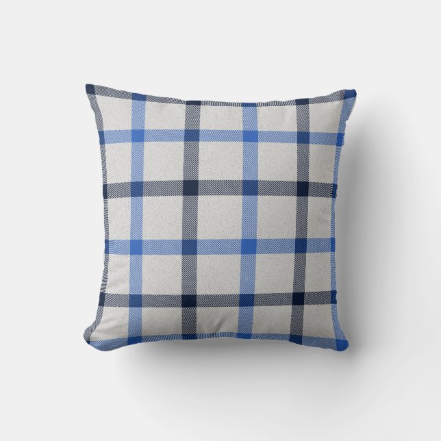Hellblaue Tartan kariertes Schachbrettmuster Landv Kissen (Vorderseite)