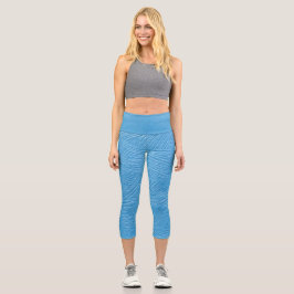 Hellblaue Textur Capri Leggings
