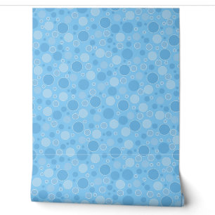 hellblaue Töne mit Polka-Punkten im Retro-Stil der Tapete