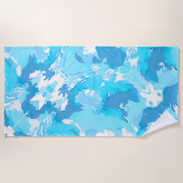Hellblaue und Abstrakte Pinselstriche Strandtuch