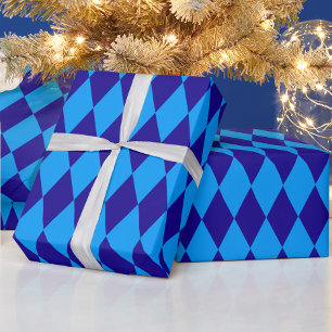Hellblaue und dunkelblaue Harlekin-Diamanten Karos Geschenkpapier