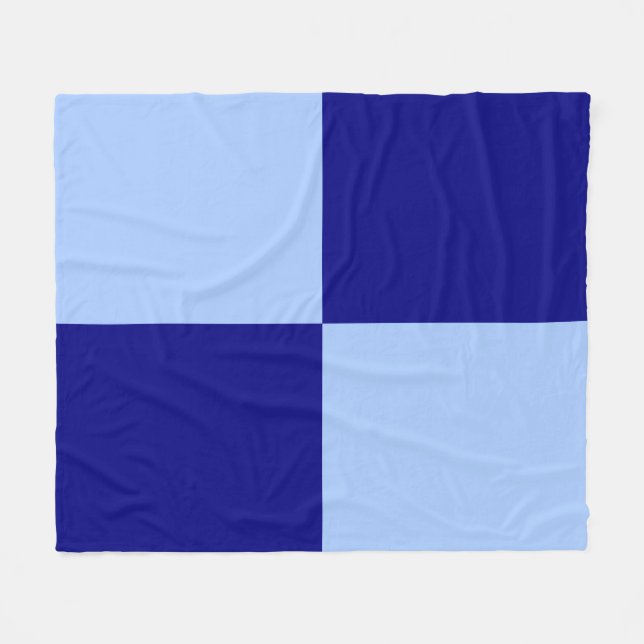 Hellblaue und dunkelblaue Rechtecke Fleecedecke (Vorderseite (Horizontal))