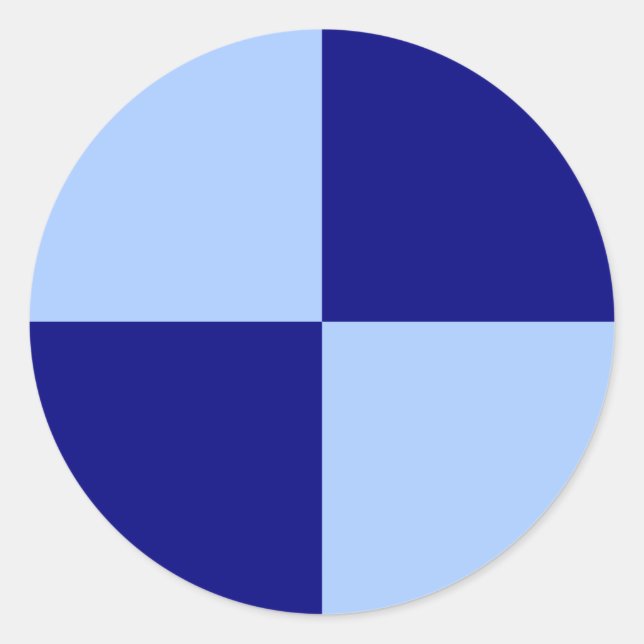 Hellblaue und dunkelblaue Rechtecke Runder Aufkleber (Vorderseite)