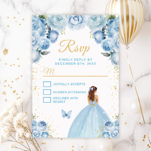 Hellblaue und goldbraune Haarprinzessin RSVP Karte