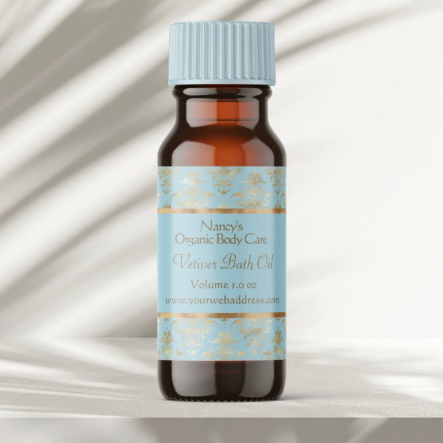 Hellblaue und goldfarbene Folienbeschichtung - Kos Quadratischer Aufkleber (Von Creator hochgeladen)