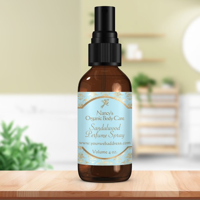 Hellblaue und goldfarbene Folienbeschichtung - Kos Quadratischer Aufkleber (Von Creator hochgeladen)