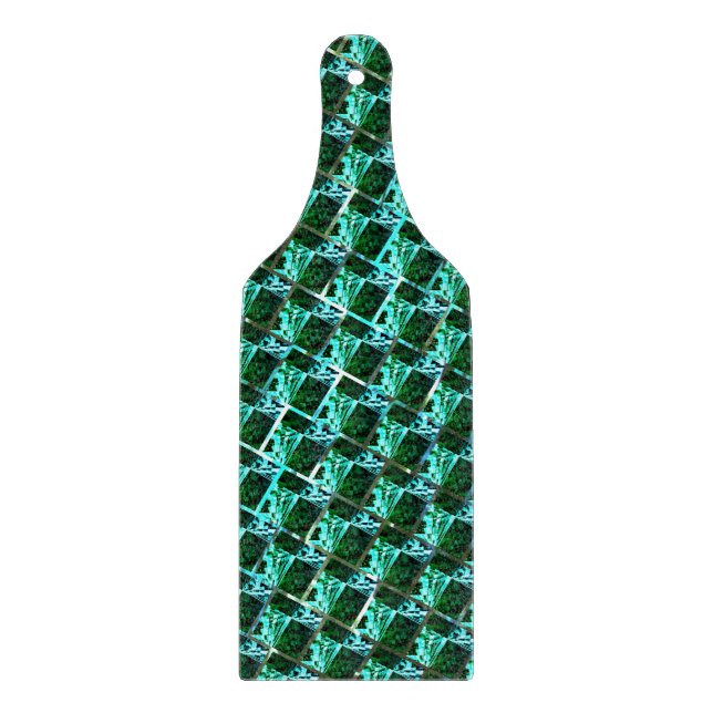 Hellblaue und grüne Rechtecke oder Ziegel-Effekt? Schneidebrett (Vorderseite)