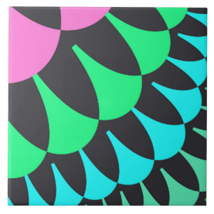 Hellblaue und grüne Skala Fliese