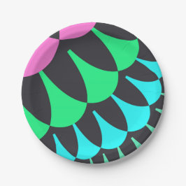 Hellblaue und grüne Skala Pappteller